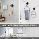 Gancho toallero de acero inoxidable. Acabado Negro con ventosa o chupon. Gancho para guindar. (Set de 2 piezas)