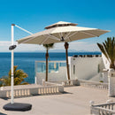 Sombrilla de patio 3m con Base Pesada. Paraguas para jardin exteriores voladizo con doble capa superior. Color crema.