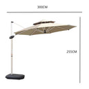 Sombrilla de patio 3m con Base Pesada. Paraguas para jardin exteriores voladizo con doble capa superior. Color crema.