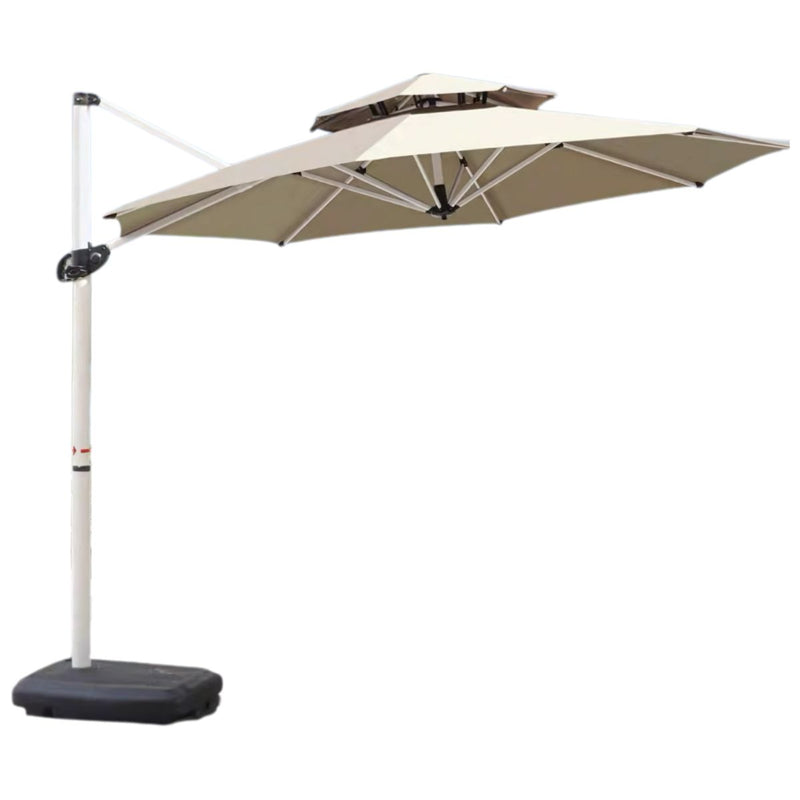 Sombrilla de patio 3m con Base Pesada. Paraguas para jardin exteriores voladizo con doble capa superior. Color crema.