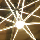 Sombrilla de patio 3m con iluminación LED integrada. Paraguas para jardin exteriores voladizo con doble capa superior. Color crema.