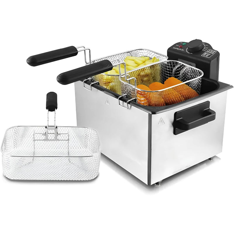 Freidora con aceite Deep Fryer 5L de acero inoxidable. 2100W Rango de 0 a 190°C. 110V