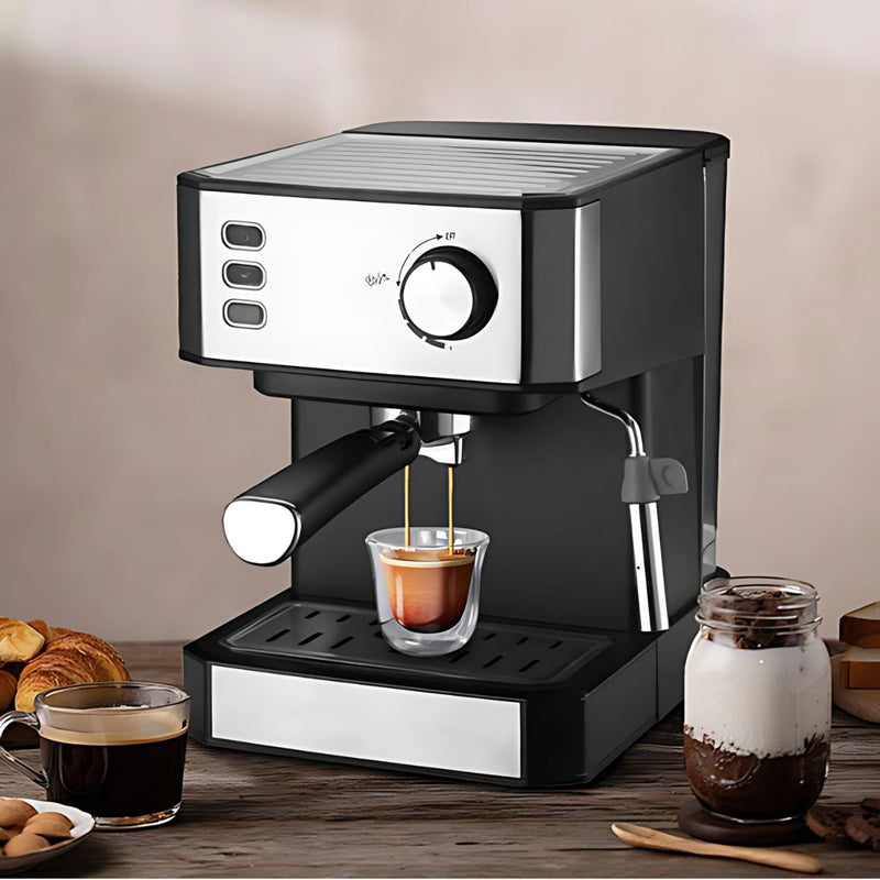 Cafetera Espresso 850W. Máquina de Café Multifuncional con Espumador de Leche y Tanque 1.5L.
