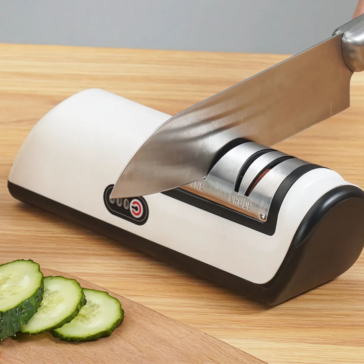 Afilador de cuchillos eléctrico de 2 etapas con 4 puertos de afilado para cuchillos gruesos y finos (negro) 5V 5W.