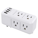 Regleta Toma corrientes de 6 Salidas, 1 Puerto Tipo C y 3 Puertos USB. Adaptador. Regleta. Carga Rápida