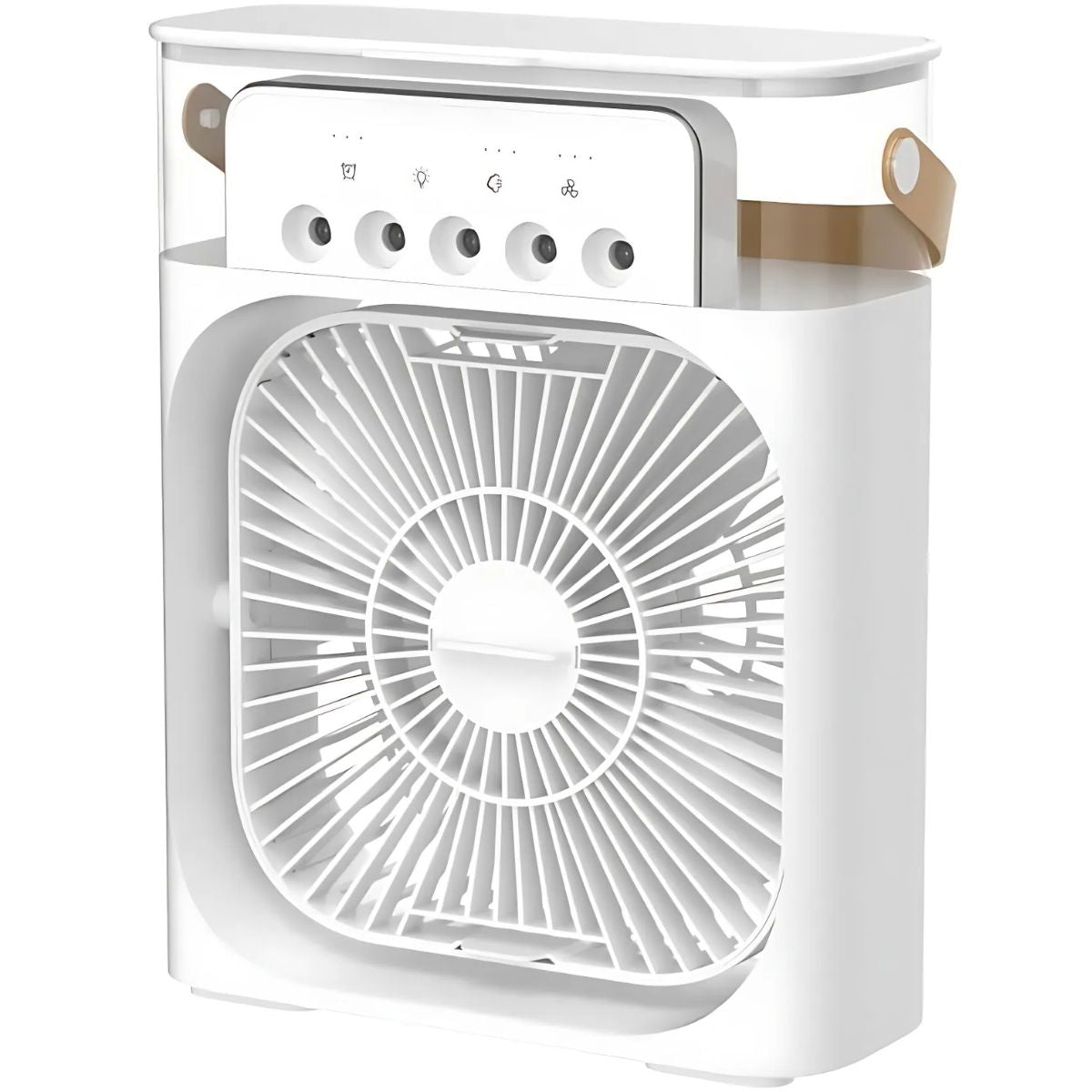 Ventilador de aire acondicionado portátil. Agua y hielo Humidificador pequeño. Difusor de aroma. Abanico de escritorio. Color Blanco.