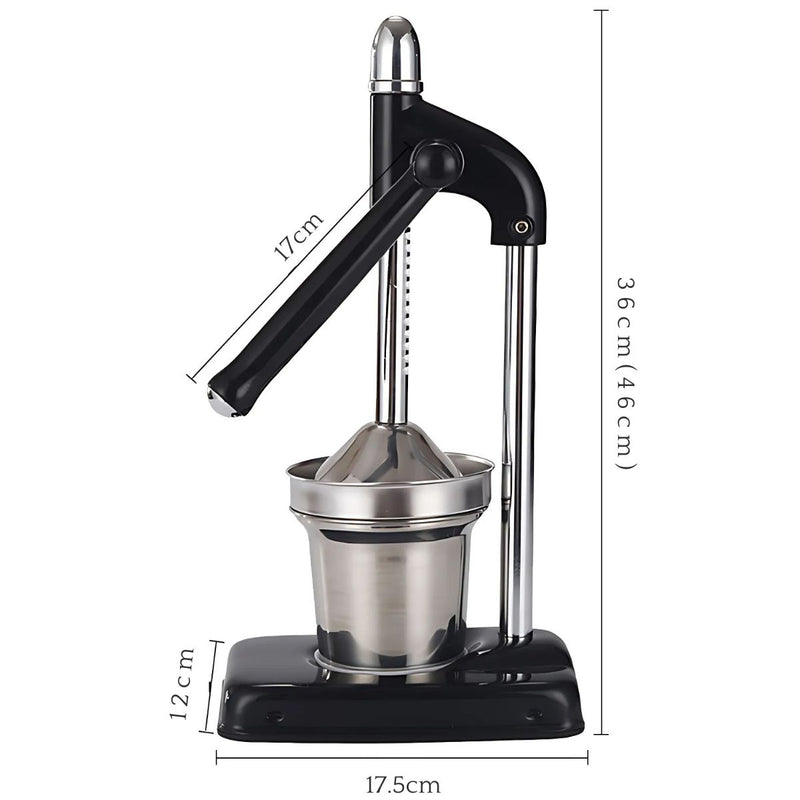 Exprimidor de jugo manual. Con mango largo para cocina. Herramienta extractora de zumo naranja a presión.