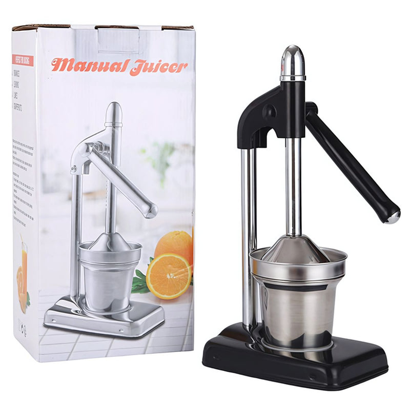 Exprimidor de jugo manual. Con mango largo para cocina. Herramienta extractora de zumo naranja a presión.
