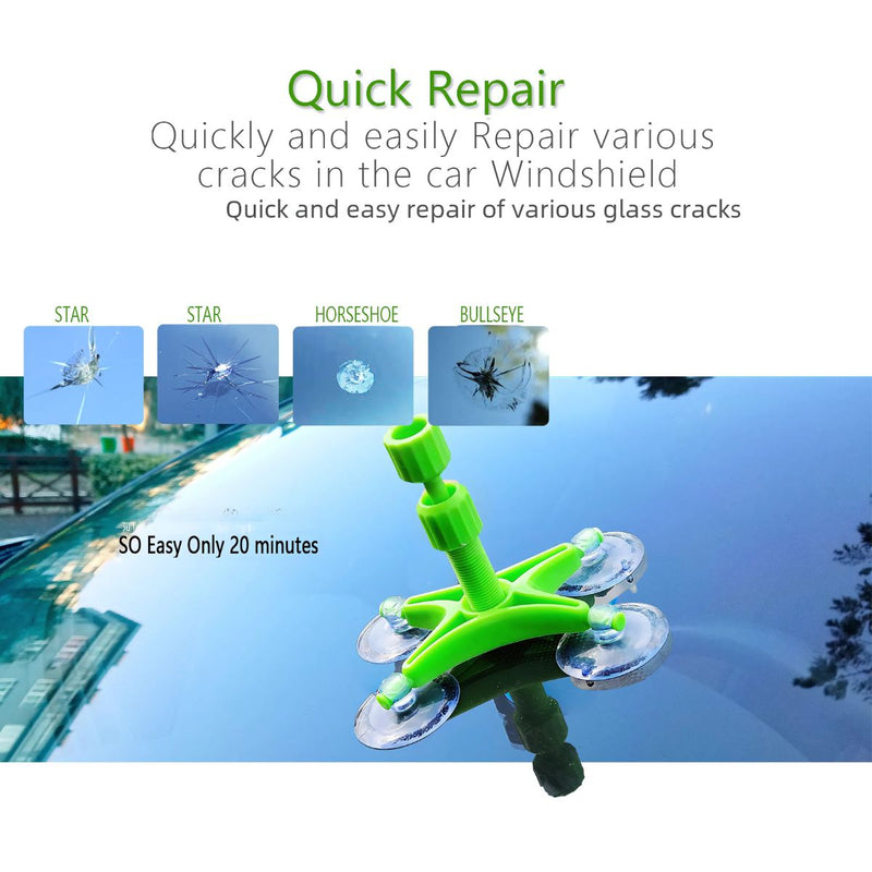 Reparador de Grietas vidrios de Parabrisas. Kit de Reparacion de Cristales Ventanas Vidrios de auto. Reparador de vidrios rotos o astillados.