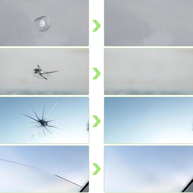 Reparador de Grietas vidrios de Parabrisas. Kit de Reparacion de Cristales Ventanas Vidrios de auto. Reparador de vidrios rotos o astillados.