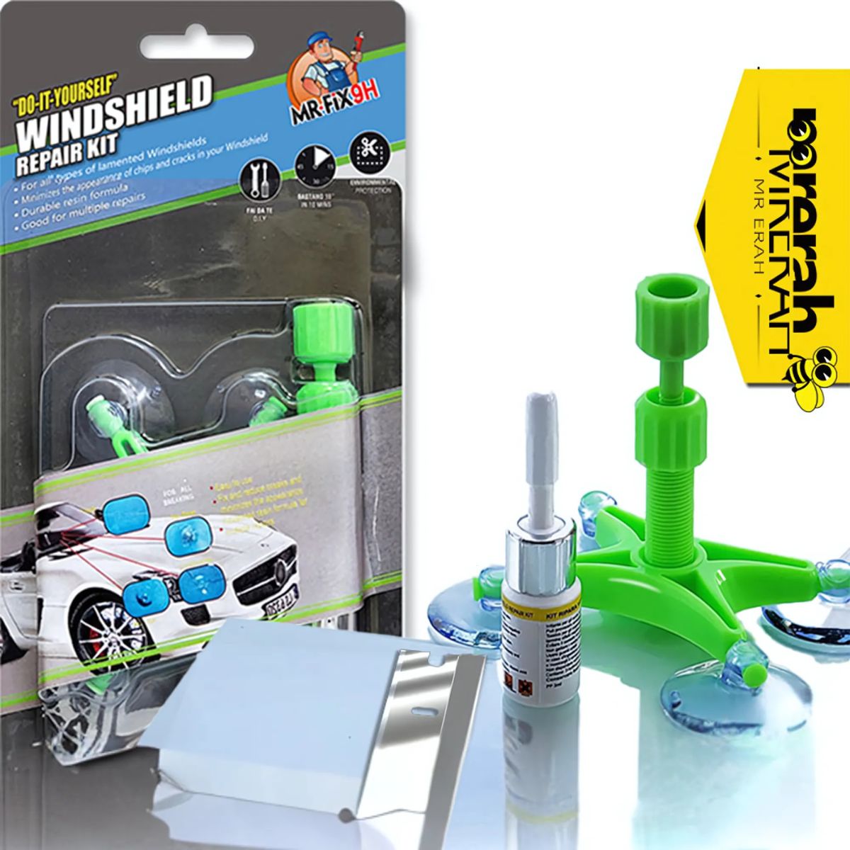 Reparador de Grietas vidrios de Parabrisas. Kit de Reparacion de Cristales Ventanas Vidrios de auto. Reparador de vidrios rotos o astillados.