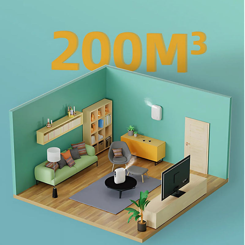 Difusor aromas de Aceites Esenciales. Dispensador Aromático Capacidad de 140ML y Alcance de 200 m³. Aromaterapia.