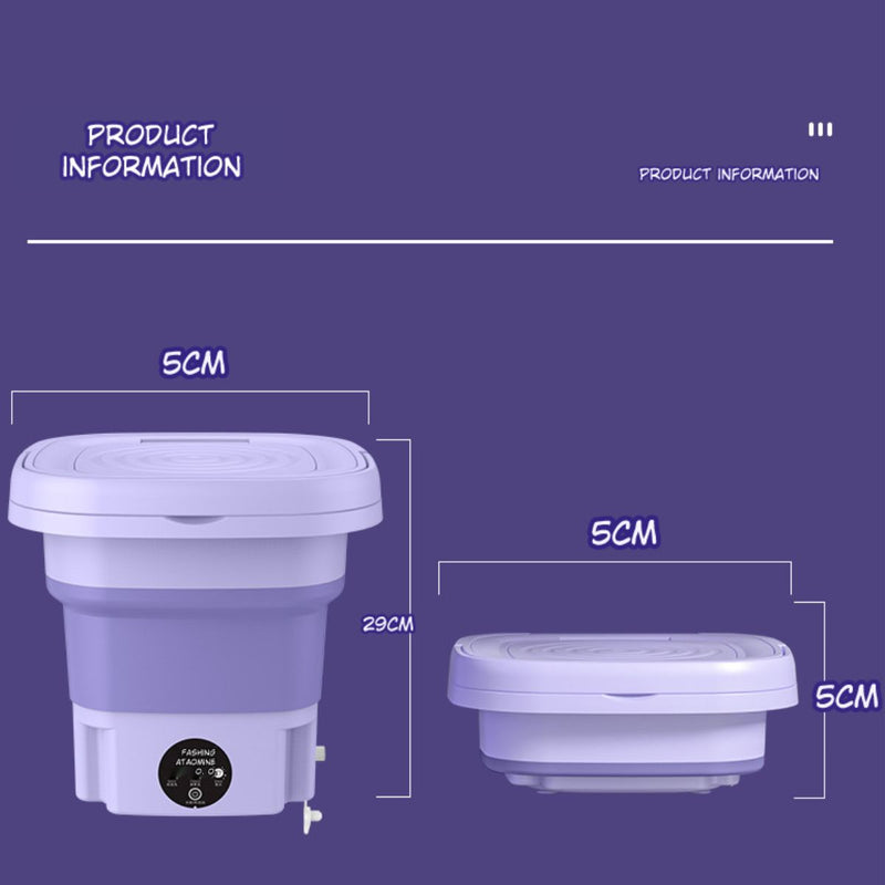 Lavadora Plegable Portátil Silenciosa. Mini Lavado semiautomático (8 litros). Color Purpura. Pequeña