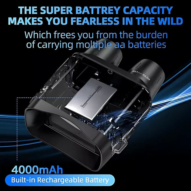 Binoculares de visión nocturna 4K con pantalla grande de 3’’. Captura Fotos y videos. Incluye memoria SD de 32GB