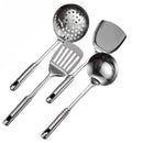 Cucharones de cocina, espatula. Juego de 4 piezas. Set de Utensilios de acero inoxidable antiadherentes.