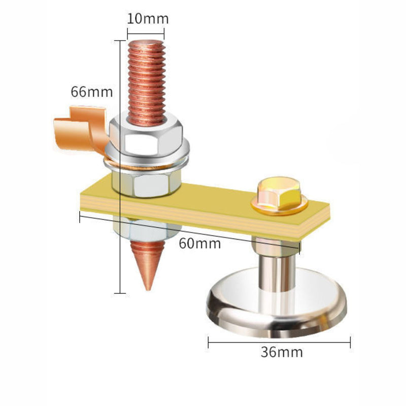 Tierra / Ground Magnético Con Imán Circular Para Soldadura. 36mm de diámetro. Iman para maquina de soldar