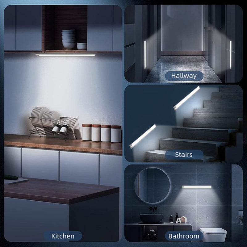 Lámpara LED con Sensor de Movimiento. Luz Inalámbrica Carga Rápida USB C y 2 Modos. 46.2*4.3*1.2cm