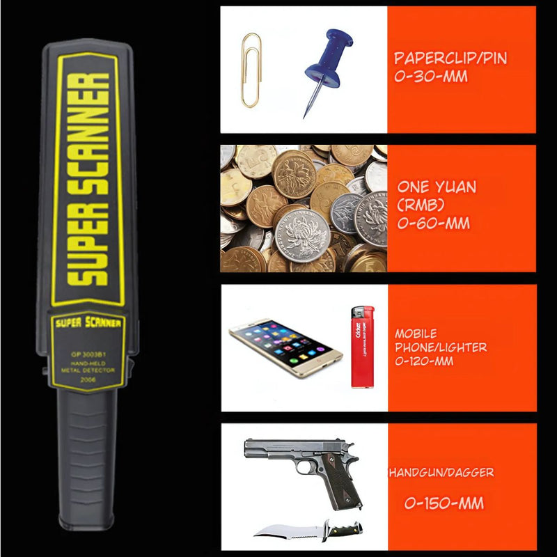 Garret Detector de Metales y Armas Portátil. Paletas de Cacheo Con Alerta de Sonido o Vibración. Ideal para Guardias de Seguridad.