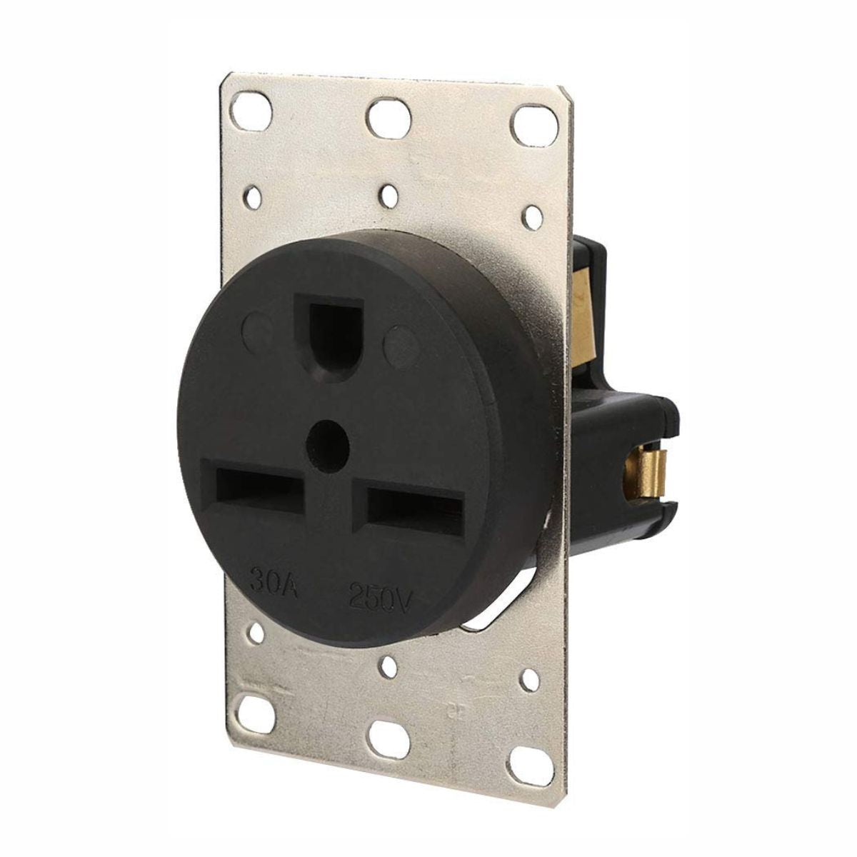 Enchufe de Pared NEMA 6-30R 30A 240V. Receptáculo De Montaje Empotrado. Color Negro.