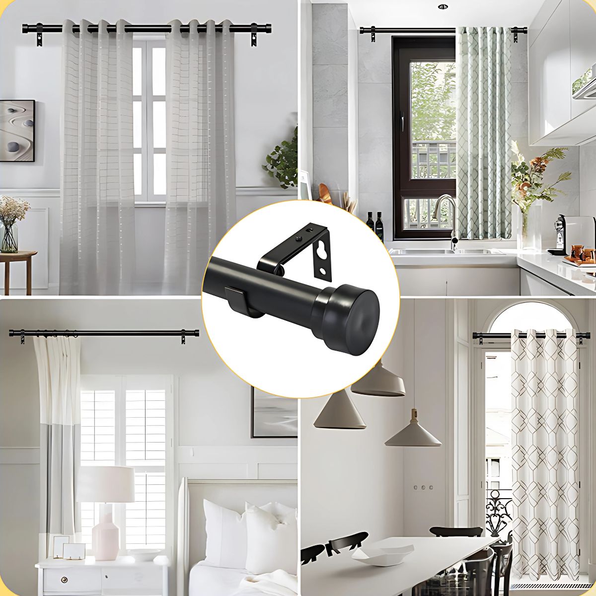 Rieles para Cortinas Extensibles. Barras Cortineros Resistentes. Incluye accesorios.