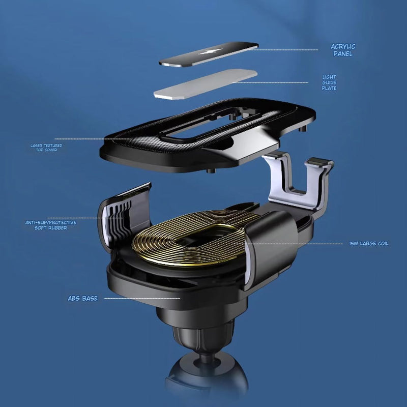 Cargador Inalámbrico De Celular Para Autos 15W.