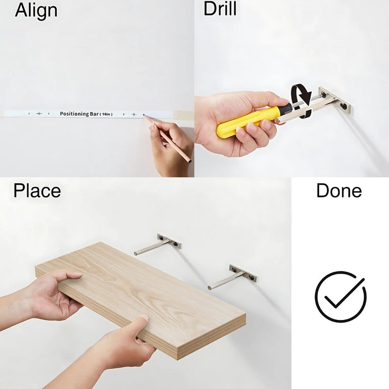 Repisas De Pared Estanterías Flotantes (Set De 3 Piezas).  Tablillas Cremas 6.7x1.1x16”