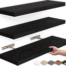 Estanterías Flotantes (Set De 3 Piezas). Repisas De Pared. Tablillas Negras 6.7x1.1x16”