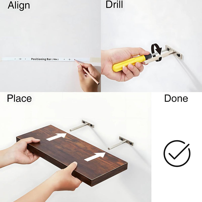 Estanterías Flotantes (Set De 3 Piezas). Repisas De Pared. Tablillas Chocolates 6.7x1.1x16”