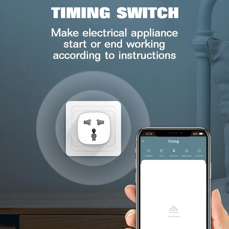 Enchufe Inteligente Wi-Fi para Control Remoto de Dispositivos. Adaptador tomacorriente con temporizador y control con App. Smarthome