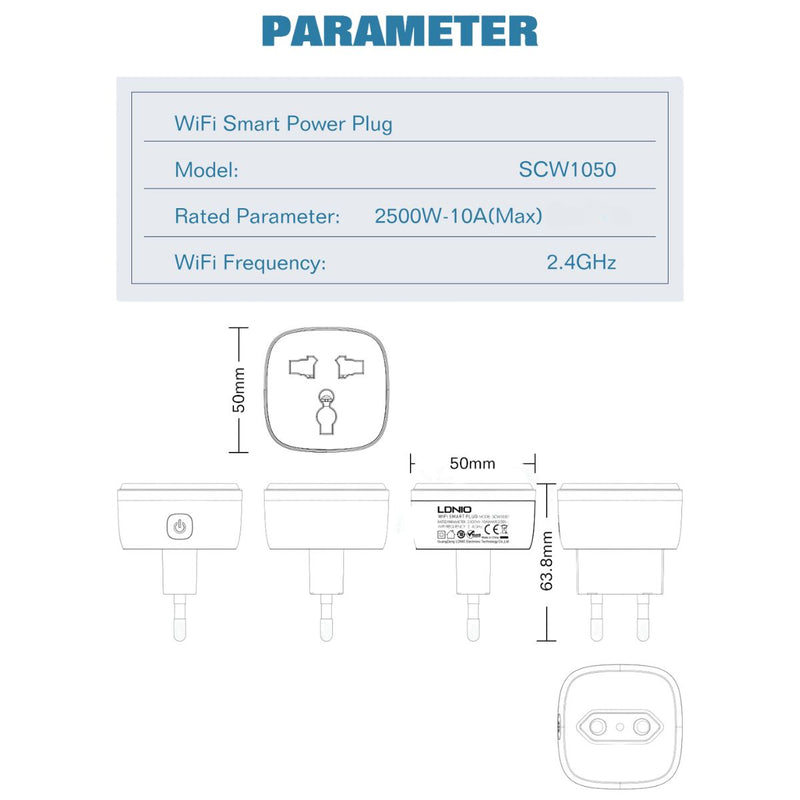 Enchufe Inteligente Wi-Fi para Control Remoto de Dispositivos. Adaptador tomacorriente con temporizador y control con App. Smarthome