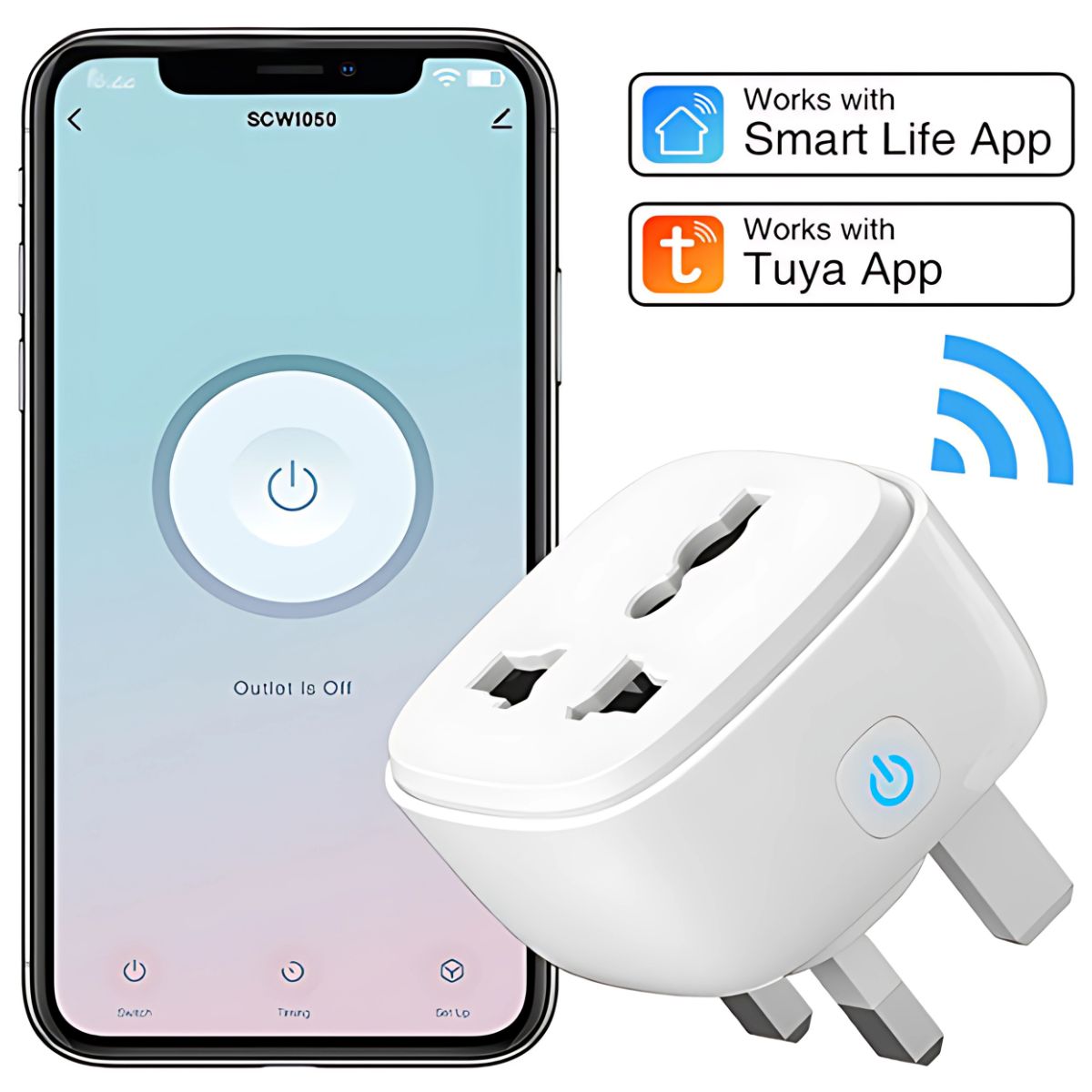 Enchufe Inteligente Wi-Fi para Control Remoto de Dispositivos. Adaptador tomacorriente con temporizador y control con App. Smarthome