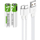 Baterías AAA Recargables Con Carga USB-C, 1.5V 750mWh. Con 1200 Ciclos De Vida. (Pack de 2 unidades)