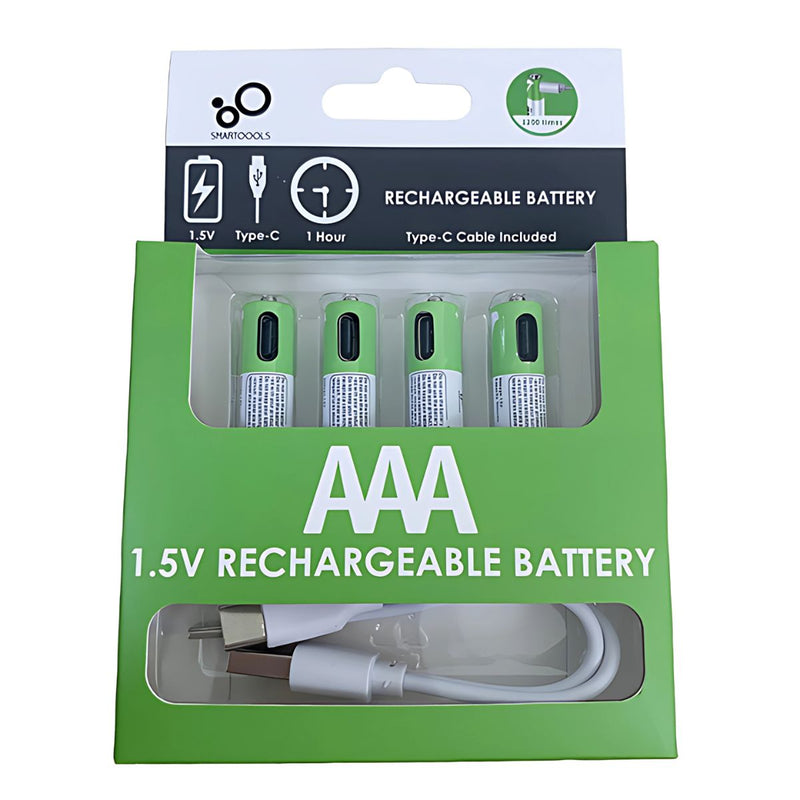 Baterías AAA Recargables Con Carga USB-C, 1.5V 750mWh. Con 1200 Ciclos De Vida. (Pack de 4 unidades)