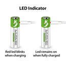 Baterías AA Recargables Con Carga USB-C, 1.5V 2600mWh. Con 1200 Ciclos De Vida. (Pack de 2 unidades)