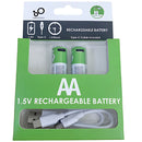 Baterías AA Recargables Con Carga USB-C, 1.5V 2600mWh. Con 1200 Ciclos De Vida. (Pack de 2 unidades)