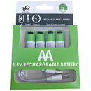 Baterías AA Recargables Con Carga USB-C, 1.5V 2600mWh. Con 1200 Ciclos De Vida. (Pack de 4 unidades)
