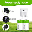 Baterías tipo D Recargables Con Carga USB-C, 1.5V 12000mWh. Con 1200 Ciclos De Vida. (Pack de 2 unidades)