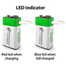 Baterías 9V Recargable Con Carga USB-C, 650mAh. Con 1200 Ciclos De Vida. (1 Unidad)
