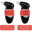 Alcoholímetro Digital Portátil con Pantalla LCD y Alarma de Ebriedad. Medidor de Alcohol con 5 boquillas. Guarometro Warometro.