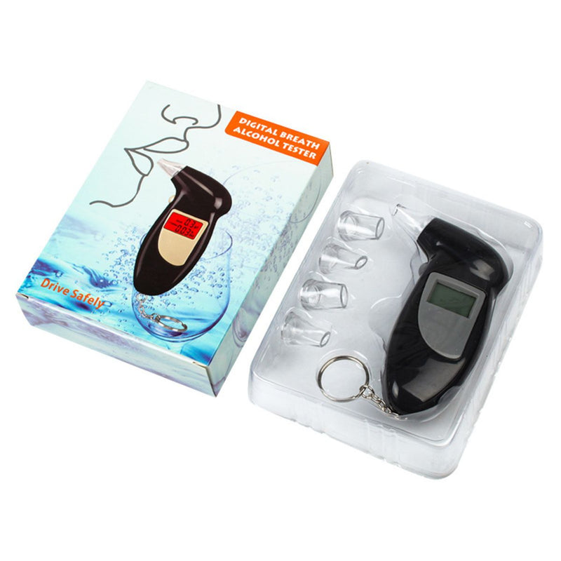Alcoholímetro Digital Portátil con Pantalla LCD y Alarma de Ebriedad. Medidor de Alcohol con 5 boquillas. Guarometro Warometro.