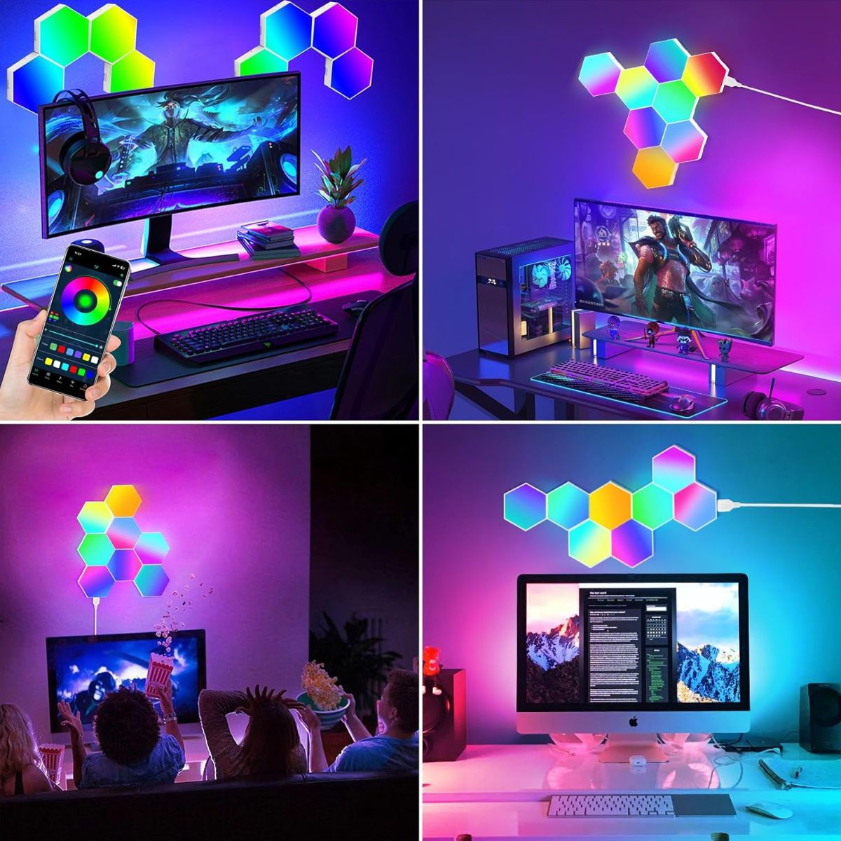 Luces LED Paneles De Pared Hexagonales Inteligentes. Iluminación Modul