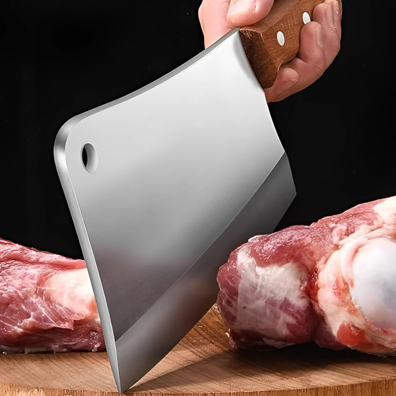 Cuchillo de Carnicero Profesional. Hacha para Cortar picar Huesos, Acero Inoxidable 4CR13, Hoja 5mm.