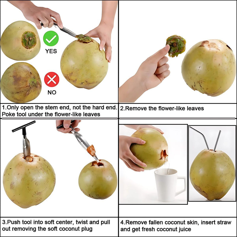 Abridor de Cocos de Acero Inoxidable. Herramienta para Perforar Cocos Verdes Fácil y Segura. (Unidad) Abre pipa.