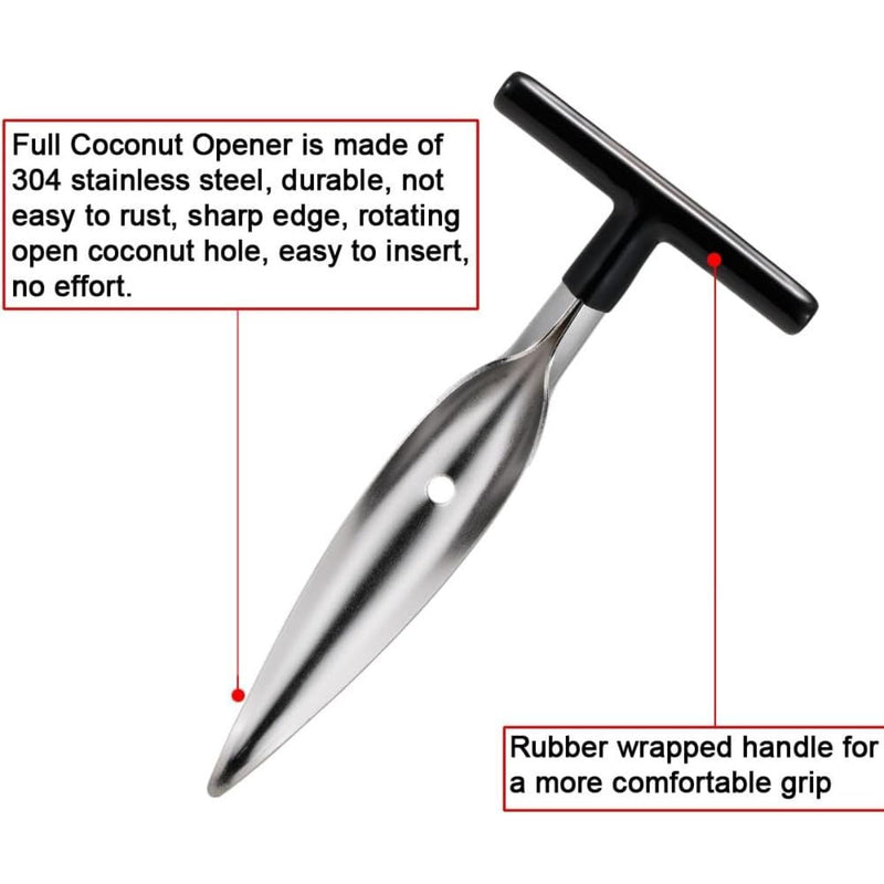 Abridor de Cocos de Acero Inoxidable. Herramienta para Perforar Cocos Verdes Fácil y Segura. (Unidad) Abre pipa.