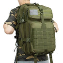 Mochila táctica militar de 45L. Backpack con sistema MOLLE. Bolso impermeable y resistente. Color verde.