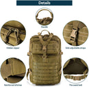 Mochila táctica militar de 45L. Backpack con sistema MOLLE. Bolso impermeable y resistente. Color Caqui.