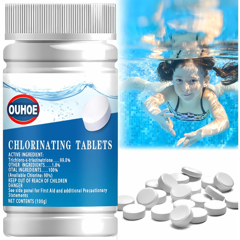 Pastillas de cloro para piscinas. (Pack de 5 pastillas) Tabletas de Cloro Efervescente de 1". 100g