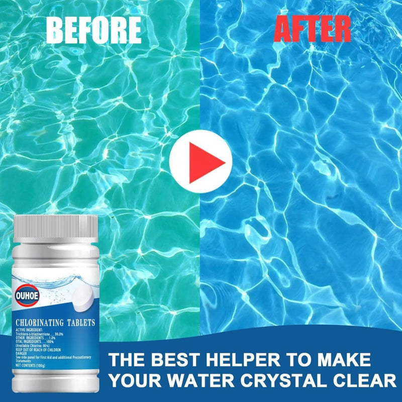 Pastillas de cloro para piscinas. (Pack de 5 pastillas) Tabletas de Cloro Efervescente de 1". 100g