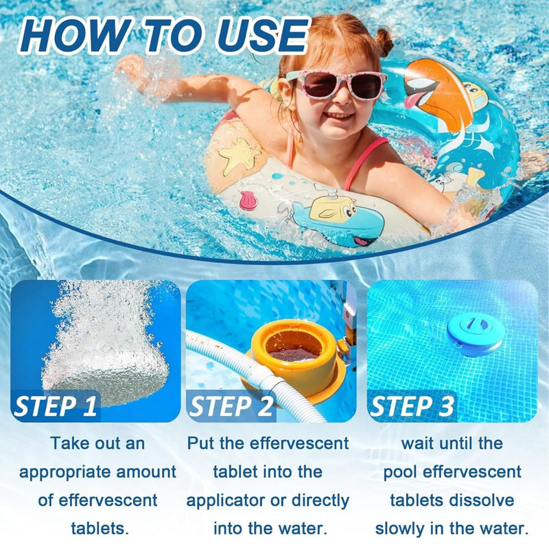 Pastillas de cloro para piscinas. (Pack de 5 pastillas) Tabletas de Cloro Efervescente de 1". 100g