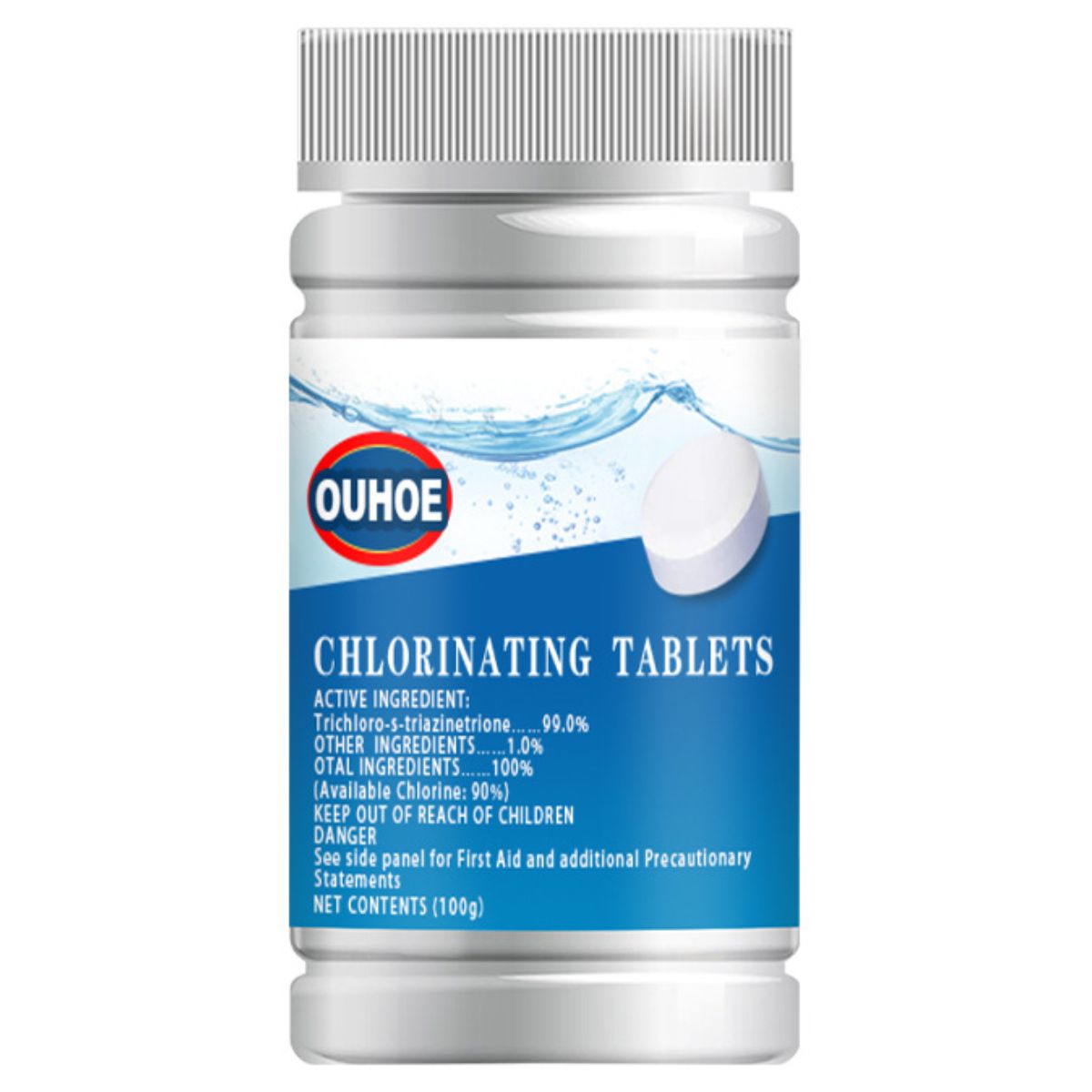 Pastillas de cloro para piscinas. (Pack de 5 pastillas) Tabletas de Cloro Efervescente de 1". 100g